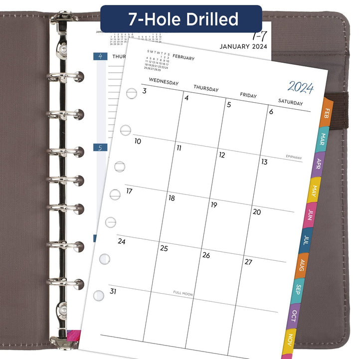 AT-A-GLANCE 2024 Weekly & Monthly Planner Refill, 5-1/2" x 8-1/2", Desk Size, Loose-Leaf, EttaVee (EV81-285Y-24) 2024 Old Edition