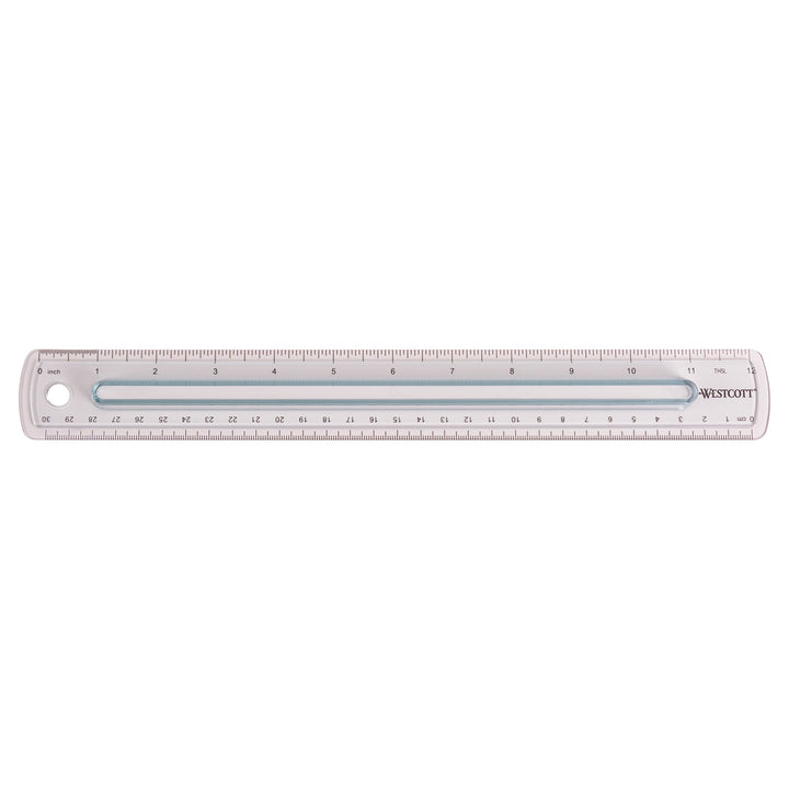 Westcott 00402 Smoke Gray Plastic Ruler with Finger Grip, 12 Inch Single