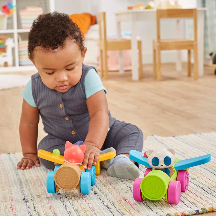 Playskool Roll and Go Critters Vehicle Toys for Toddlers 1 Year Old and Up, Includes 2 Vehicles, 2 Figures ( Exclusive)