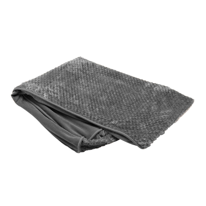 Furhaven Replacement Dog Bed Cover Minky Plush & Velvet Contour Luxe Lounger, Machine Washable - Gray, Giant (XXX-Large) Minky Plush & Velvet (Gray) 58.0"L x 42.0"W x 0.3"Th Cover Only