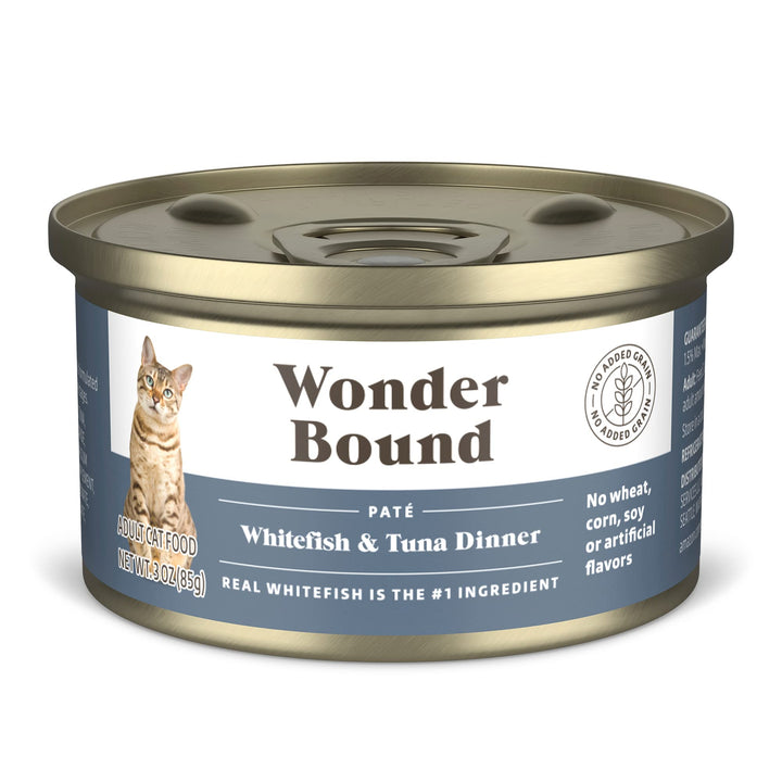 Brand - Wonder Bound Wet Cat Food, Pate, No Added Grain, (Whitefish & Tuna), 3 ounce (Pack of 24) Whitefish & Tuna