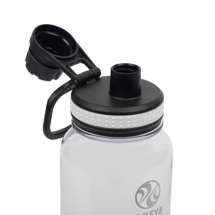 Takeya 32 oz Tritan Plastic Sport Water Bottle with Spout Lid, Premium Quality, BPA Free Food Grade Materials, Clear