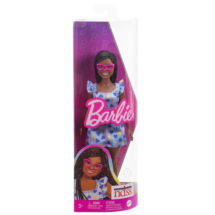 Barbie Fashionistas Doll #229, Doll with Down Syndrome Wearing Heart-Print Dress, Created in Partnership with The National Down Syndrome Society