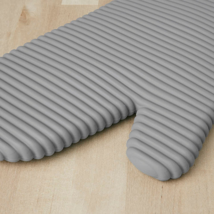 KitchenAid Ribbed Soft Silicone Oven Mitt Set, 7"x13", Grey 2 Count Gray