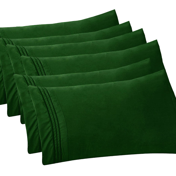 Elegant Comfort 6-PACK Solid Pillowcases 1500 Thread Count Egyptian Quality - Easy Care, Smooth Weave, Wrinkle and Stain Resistant, Easy Slip-On, 6-Piece Set, King Pillowcase, Hunter Green