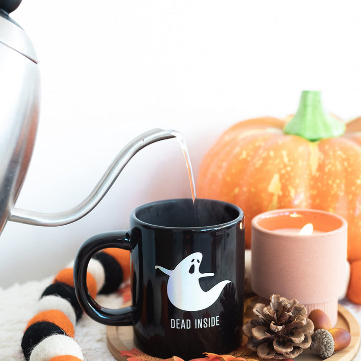 Pearhead Dead Inside Iridescent Ghost Coffee Mug, Halloween Ceramic Coffee Cup, Fall Home Decor, 13 oz Dead Inside Mug