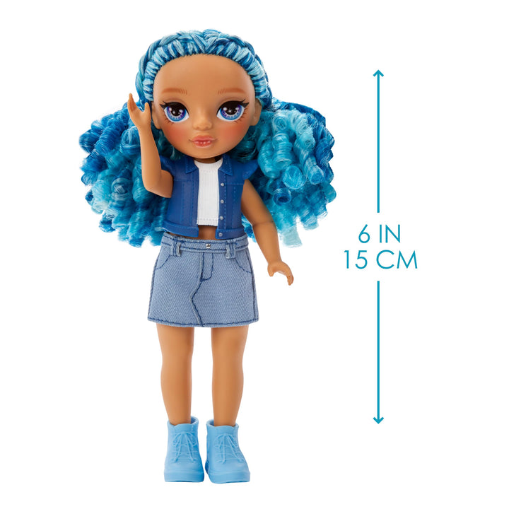 Rainbow High Littles – Sapphire Bradshaw, Blue 5.5" Posable Small Doll with Purse, Magical Pet Yeti, Girls Toy Gift, Kids Ages 4-12 Years