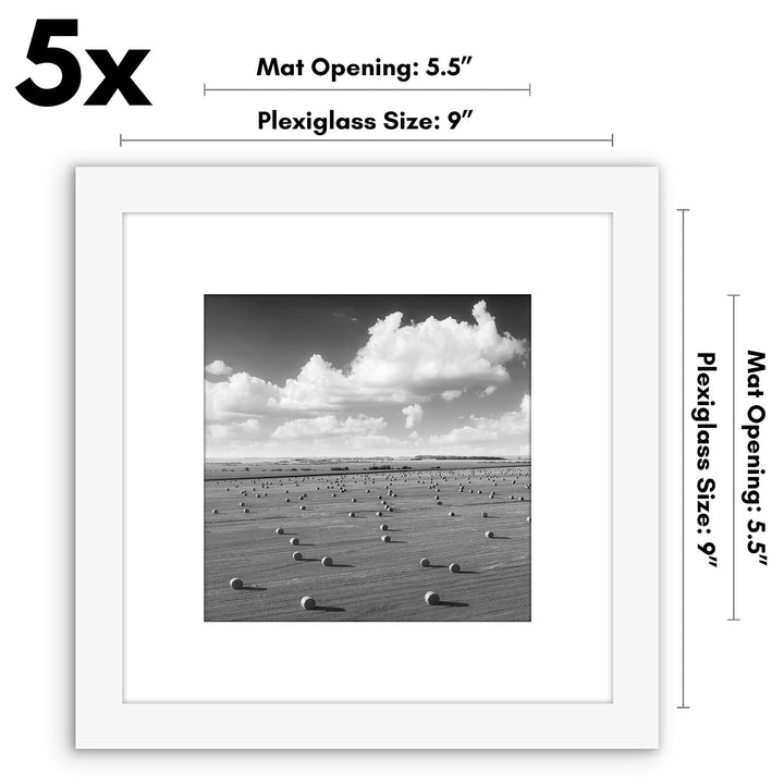 Americanflat 12x16 Picture Frame with Polished Plexiglass - Set of 5 - Use as 8.5x11 Frame with Mat or 12x16 Frame Without Mat - Galleria Collection - Gallery Wall Frame Set for Wall Display - White