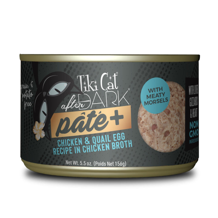 Tiki Cat After Dark Pate+, Chicken & Duck, High-Protein and 100% Non-GMO Ingredients, Wet Cat Food for Adult Cats, 5.5 oz. Cans (Pack of 8) 2.75 Pound (Pack of 1)