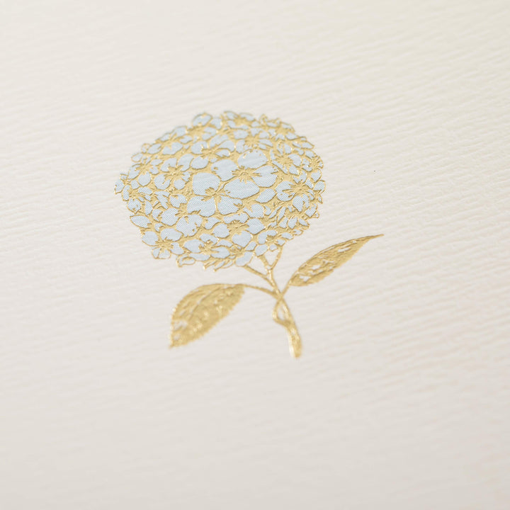 "Graphique Hydrangea La Petite Presse Boxed Notecards - 10 Embellished Gold Foil Blank Cards with Matching Envelopes and Storage Box, 3.25" x 4.75" (L1346CB) Boquet