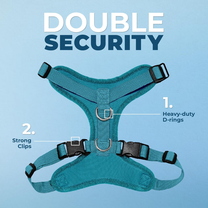 Voyager Step-in Lock Pet Harness - All Weather Mesh, Adjustable Step in Harness for Cats and Dogs by Best Pet Supplies - Turquoise, XS Harness (Turquoise) XS (Chest: 13 - 16")