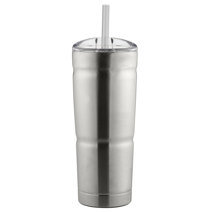 BUBBA BRANDS Envy S Vacuum-Insulated Stainless Steel Tumbler with Lid and Straw, 24oz Reusable Iced Coffee or Water Cup, BPA-Free Travel Tumbler, Steel/Clear