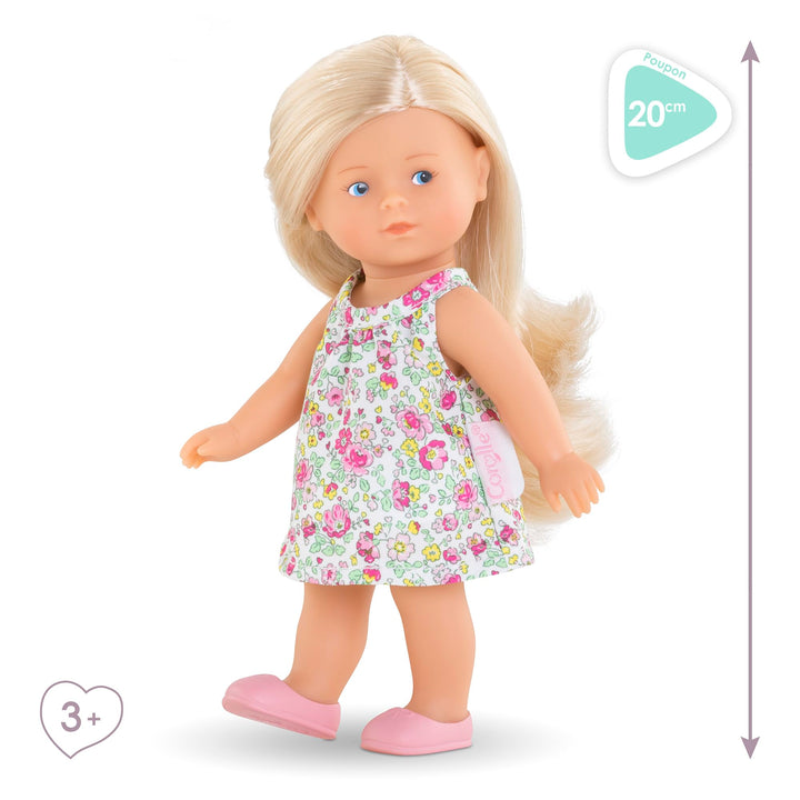 Corolle Mini Corolline Rosy 8" Doll Gift Set with Hair Brush and Extra Outfit, for Kids Ages 3 Years and up