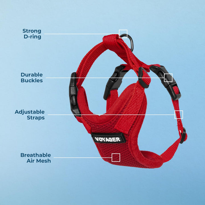 Voyager Step-in Lock Pet Harness - All Weather Mesh, Adjustable Step in Harness for Cats and Dogs by Best Pet Supplies - Red, M Harness (Red) M (Chest: 17 - 21")