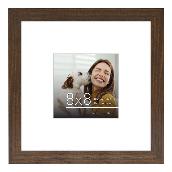 Americanflat 6x8 Picture Frame with Shatter-Resistant Glass - Use as 3x5 Frame with Mat or 6x8 Frame Without Mat - Signature Collection - Photo Frame for Tabletop and Wall Display - White 6x6