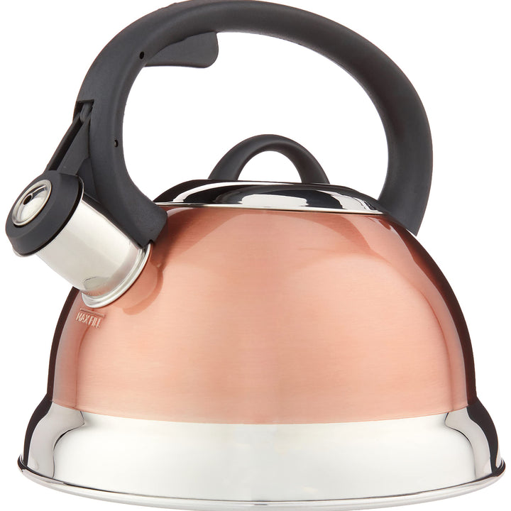 Mr. Coffee Flintshire Stainless Steel Whistling Tea Kettle W/Nylon Handle, 1.75-Quart, Copper