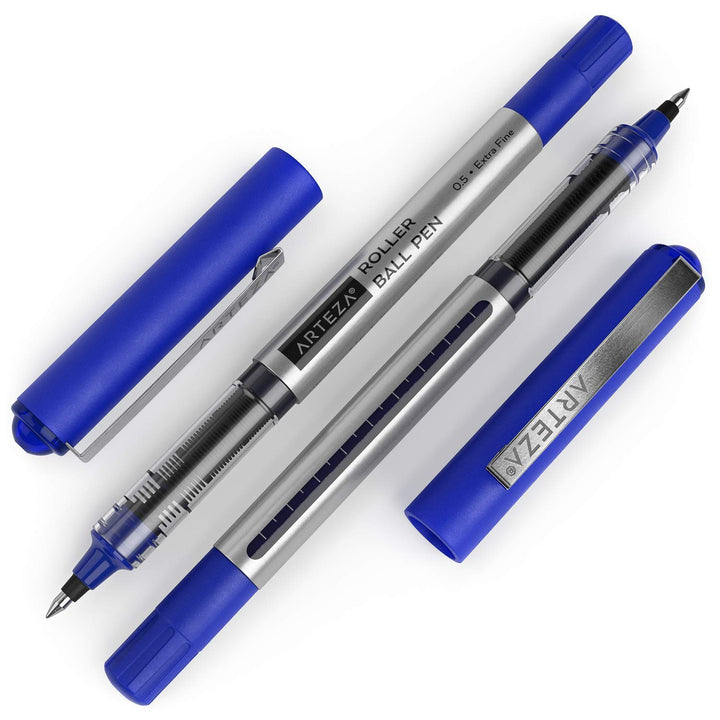 ARTEZA Rollerball Pens, Pack of 20, 0.5mm Blue Liquid Ink Pens for Bullet Journaling, Fine Point Rollerball, Office Supplies for Writing, Taking Notes & Sketching 20 Pack - 0.5 mm