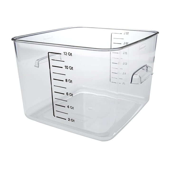 Rubbermaid Commercial Products, Plastic Space Saving Square Food Storage Container for Kitchen/Sous Vide/Food Prep, 12 Quart, Clear 12 Qt.