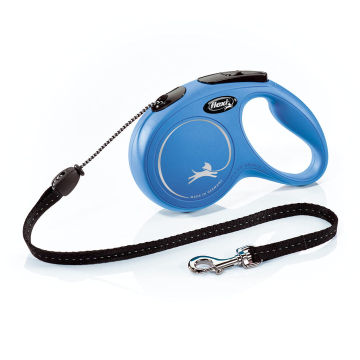 FLEXI New Classic Retractable Dog Leash (Tape), Ergonomic, Durable and Tangle Free Pet Walking Leash for Dogs Up to 44 lbs, 16 ft, Medium, Blue Medium - 16 f