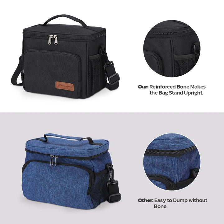 Maelstrom Lunch Box for Men,Insulated Lunch Bag Women/Men,Leakproof Lunch Cooler Bag, Lunch Tote Bag 4.New Single Layer - Black 4.New Single-Layer (8L/12cans)