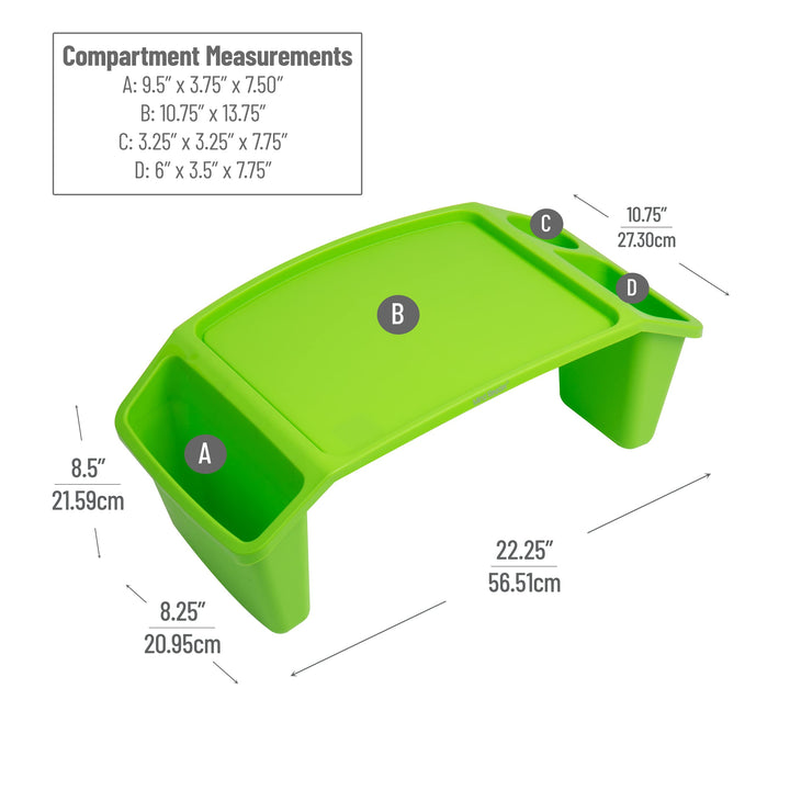 Mind Reader Kids Lap Desk, Activity Tray, Drawing, Stackable, Classroom, Portable, Plastic, 22.25" L x 10.75" W x 8.5" H, Green 1-Pack