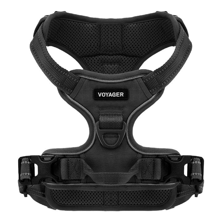 Voyager Dog Harness Dual Leash Attachment No-Pull Control Adjustable Soft but Strong Pet Harness for Medium and Large Dogs with 3M Reflective Technology - Black, L (Chest: 25 - 30")