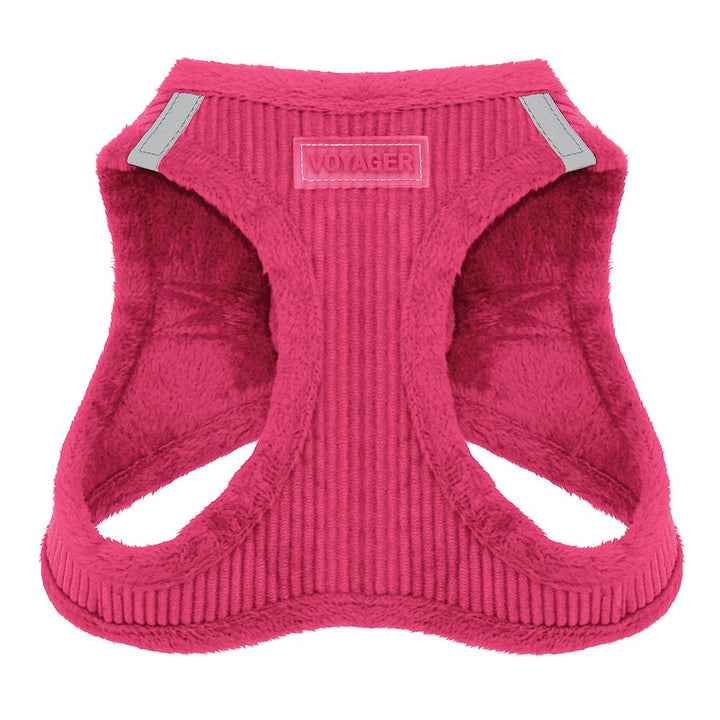 Voyager Step-In Plush Dog Harness  Soft Plush, Step In Vest Harness for Small and Medium Dogs by Best Pet Supplies - 1Fuchsia Corduroy, L (Chest: 18 - 20.5")