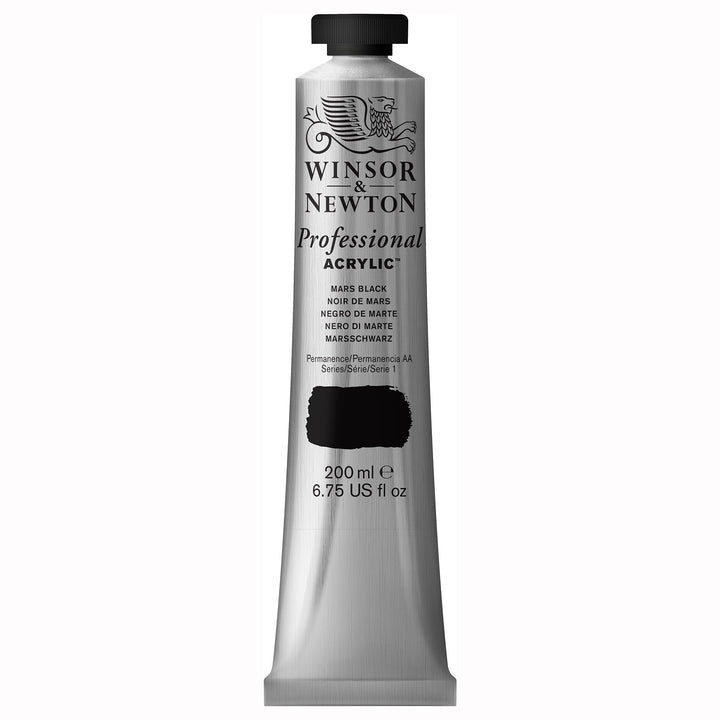 Winsor & Newton Professional Acrylic Paint, 200ml (6.75-oz) Tube, Mars Black 6.75-oz Tube