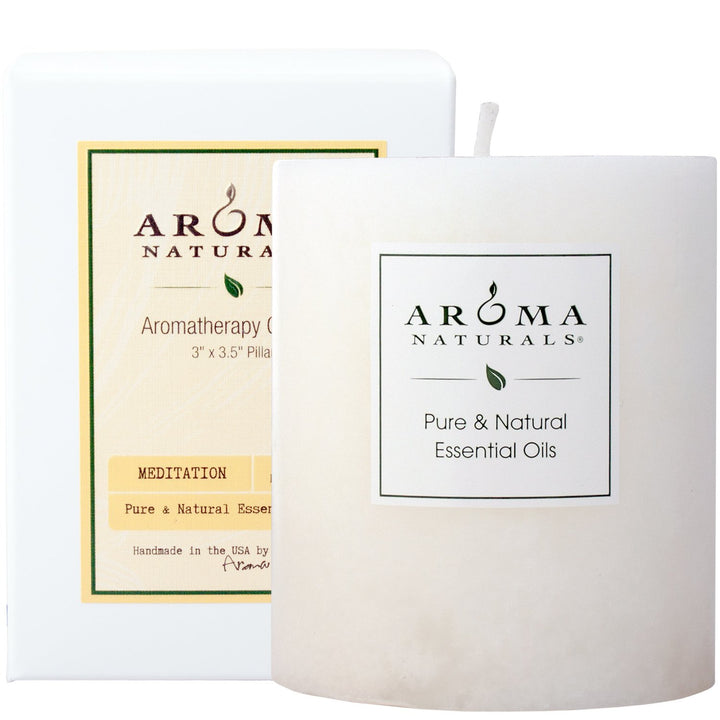 Aroma Naturals Holiday Juniper, Spruce and Basil Essential Oil Pillar Candle, Fresh Forest, 3 inch x 3.5 inch Juniper, Spruce & Basil 3" x 3.5" Pillar