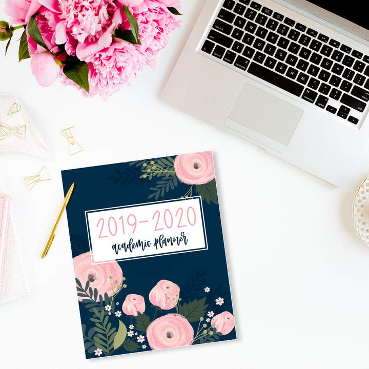 2019-2020 Academic Planner: Weekly & Monthly Organizer & Diary for Students & Teachers: August 1, 2019 to July 31, 2020: Pink Florals on Navy Blue 1196