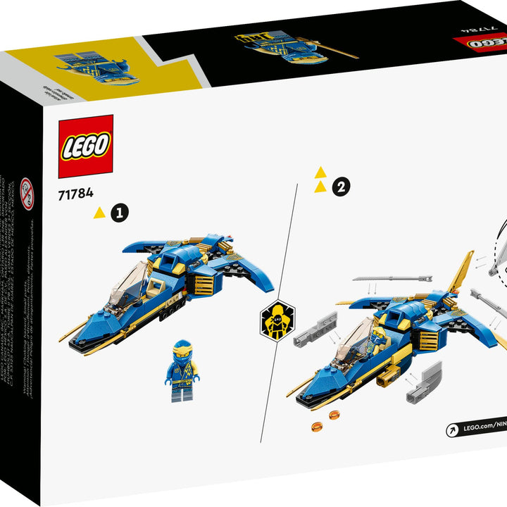 LEGO NINJAGO Jay’s Lightning Jet EVO 71784, Upgradable Toy Plane, Ninja Airplane Building Set, Collectible Birthday Gift Idea for Grandchildren, Kids, Boys and Girls Ages 7 and Up Blue,golden