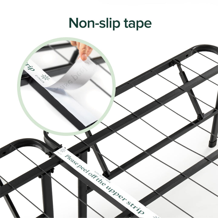 ZINUS Rumi 14in Easy SmartBase® Mattress Foundation, Sturdy Metal Bed Frame, No Box Spring Needed, Eco Friendly Packaging, Full Black Basic Assembly