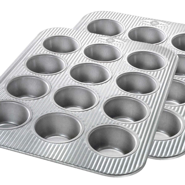 USA Pan Bakeware Muffin Pan, 12-Well, Set of 2, Aluminized Steel Muffin Pan, Set of 2