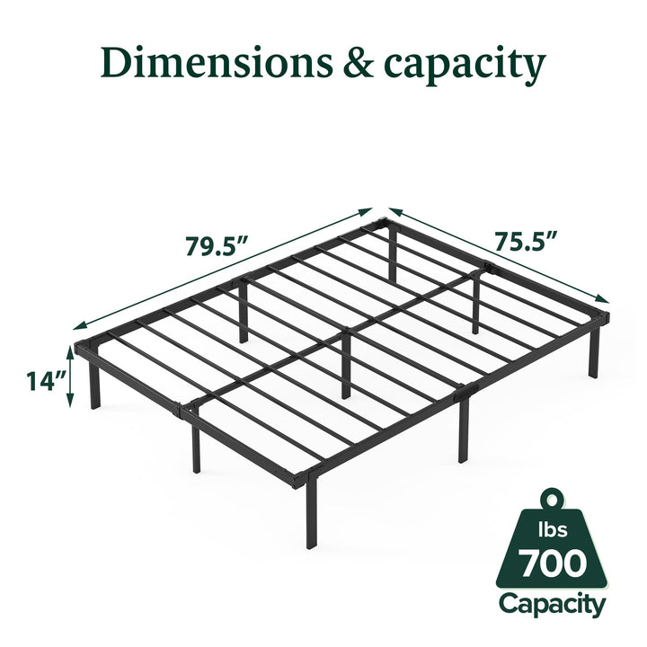 ZINUS Rumi 14in Easy SmartBase® Mattress Foundation, Sturdy Metal Bed Frame, No Box Spring Needed, Eco Friendly Packaging, Full Black Basic Assembly