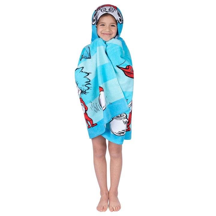 Dr. Seuss Cat In The Hat Bath/Pool/Beach Soft Cotton Terry Hooded Towel Wrap, 24 in x 50 in, By Franco Kids