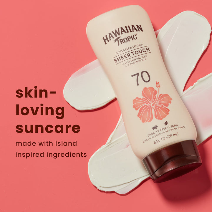 Hawaiian Tropic Sheer Touch Ultra Radiance Lotion Sunscreen SPF 70, 8oz | Hawaiian Tropic Sunscreen SPF 70, Sunblock, Broad Spectrum Sunscreen, Oxybenzone Free Sunscreen, Body Sunscreen, 8oz