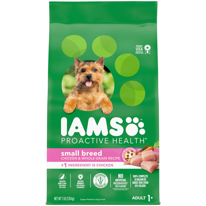 IAMS Small & Toy Breed Adult Dry Dog Food for Small Dogs with Real Chicken, 7 lb. Bag 7 Pound (Pack of 1)