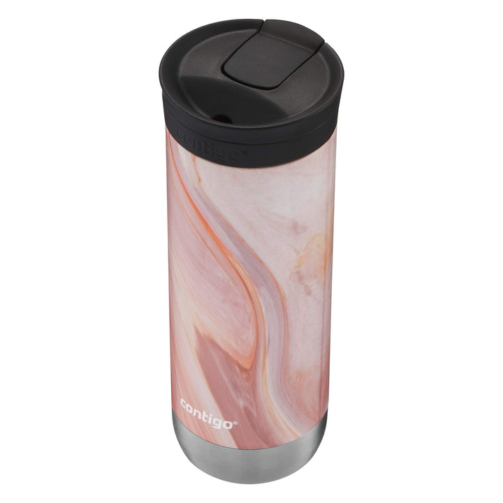 Contigo Huron Vacuum-Insulated Stainless Steel Travel Mug with Leak-Proof Lid, Keeps Drinks Hot or Cold for Hours, Fits Most Cup Holders and Brewers, 20oz Pink Marble