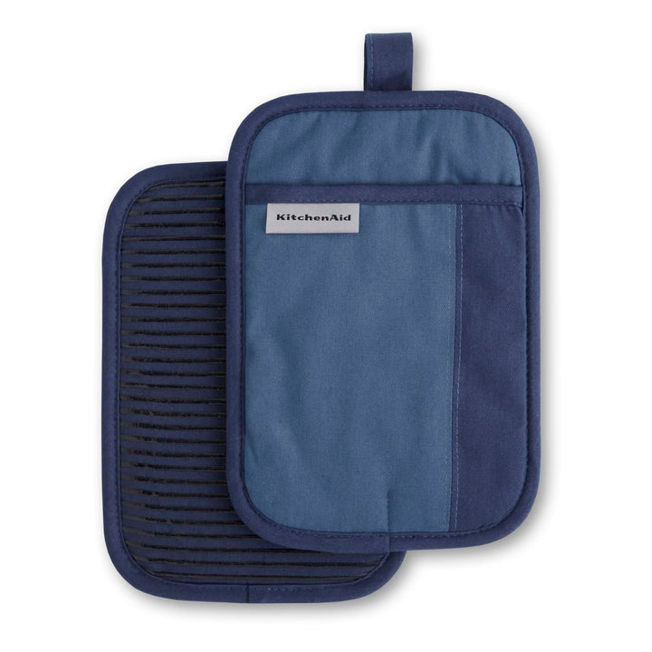 KitchenAid Beacon Two-Tone Non-Slip Pot Holder Set, Navy/Ink, 7"x10", 2 Piece 7"x10"