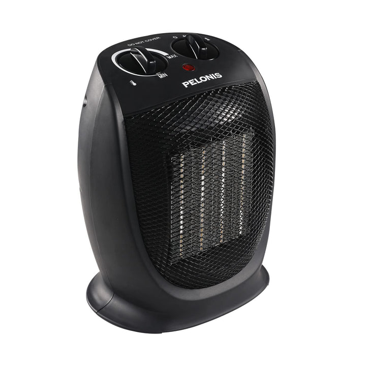 PELONIS Space Heater Indoor with 75° Oscillation & Remote, 16 Inch Portable Heater with Thermostat & 12H Timer, Electric Room Heater with Eco, Ceramic Desk Heater for Bedroom Home Office, 1500W 16in Elite Black