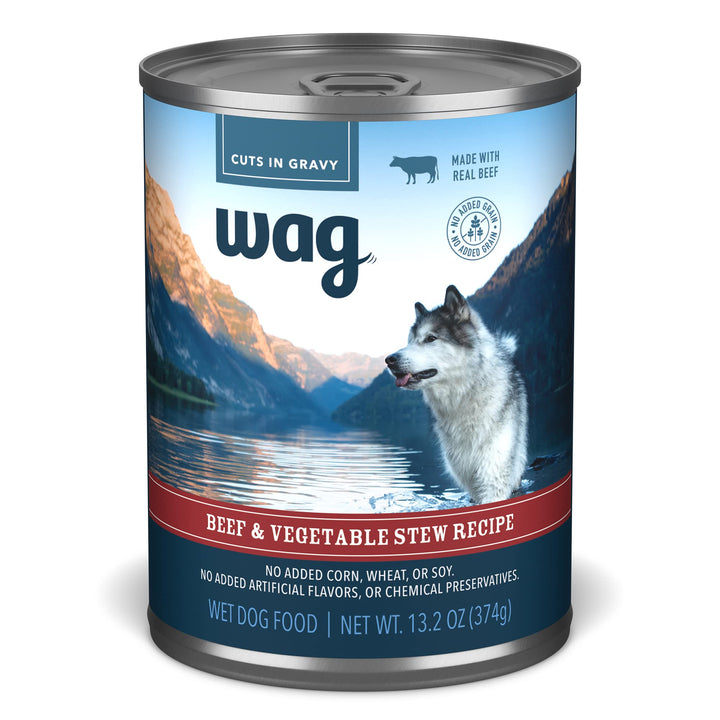 Brand - Wag Stew Canned Dog Food, Beef & Vegetable Recipe, 13.2 oz Can (Pack of 12)