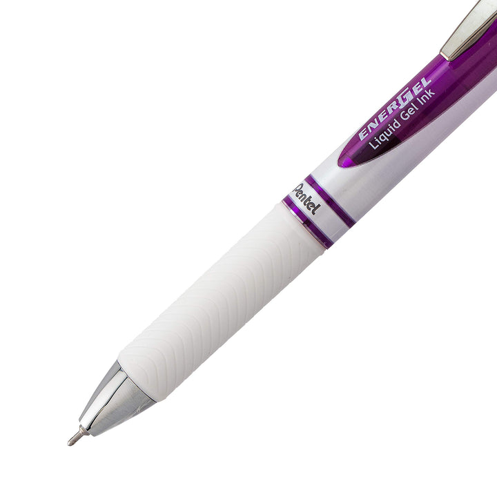 Pentel Gel Ink Pen, Pearl Retractable Gel Pen, (0.7mm) Medium Point, Needle Tip, Violet Ink, 12 pack (BLN77PW-V)