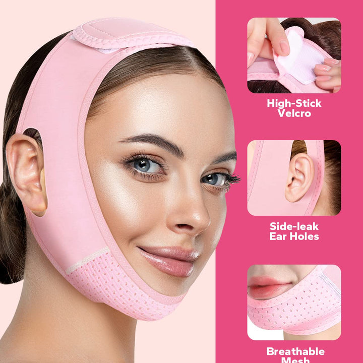 Meto Reusable Face Strap, V Line Mask, Double Chin Reducer, Chin Up Patch, Chin Strap, V Shaped Belt, V Shaped Face Mask for Sagging