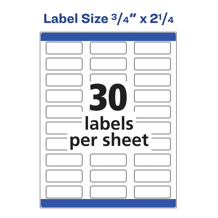 Avery Print-to-The-Edge Printable Address Labels with Sure Feed, 0.75" x 2.25", White, 750 Blank Mailing Labels (06870)