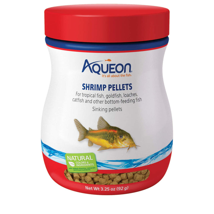 Aqueon Shrimp Pellets Sinking Food for Tropical Fish, Goldfish, Loaches, Catfish and Other Bottom Feeding Fish, 3.25 oz 3.25 Ounce (Pack of 1)