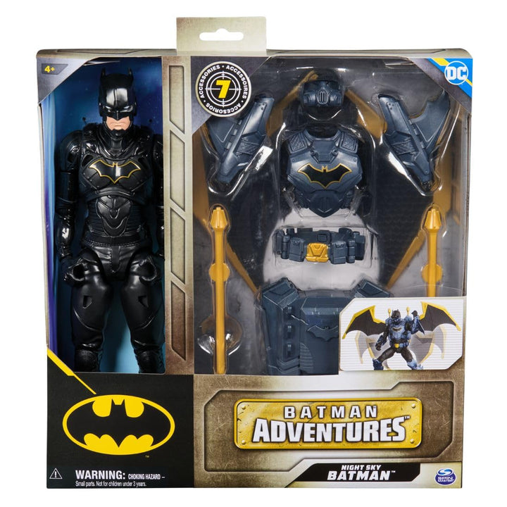 Batman Adventures, 12-inch Night Sky Batman Action Figure with Expandable Wings, Kids Toys for Boys and Girls Age 3 and Up