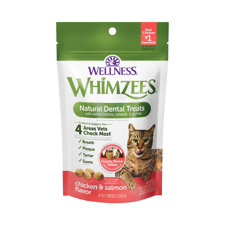 Whimzees Wellness Natural Cat Dental Treats, Chicken & Salmon Flavor, 2 Ounce 2 Ounce (Pack of 1)