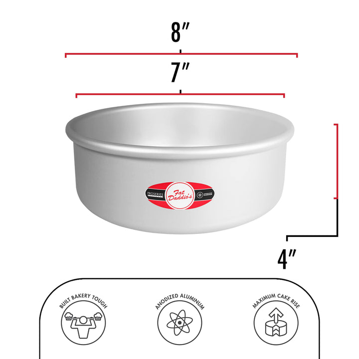 Fat Daddio's Anodized Aluminum Round Cake Pan, 7 x 4 Inch 4" Depth