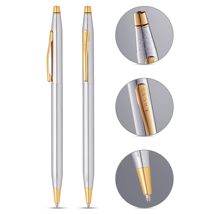 Cross Classic Century Refillable Ballpoint Pen, Medium Ballpen, Includes Luxury Gift Box - Medalist Chrome Chrome -Medalist