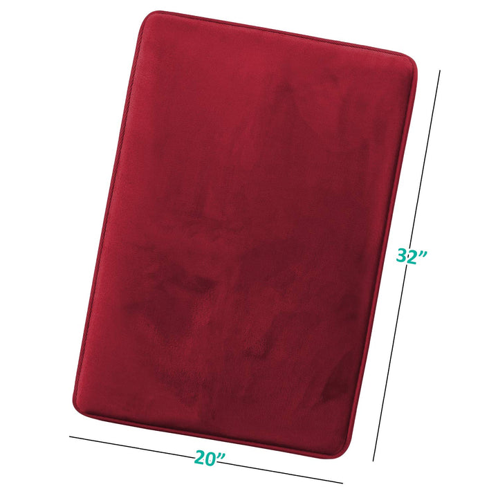 Clara Clark Bathroom Rugs, Velvet Memory Foam Bath Mat, Non-Slip, Machine Washable Bath Rugs - Dries Quickly, Ultra Soft Plush Bath Mats for Bathroom, 20 x 32, Burgundy Red Solid